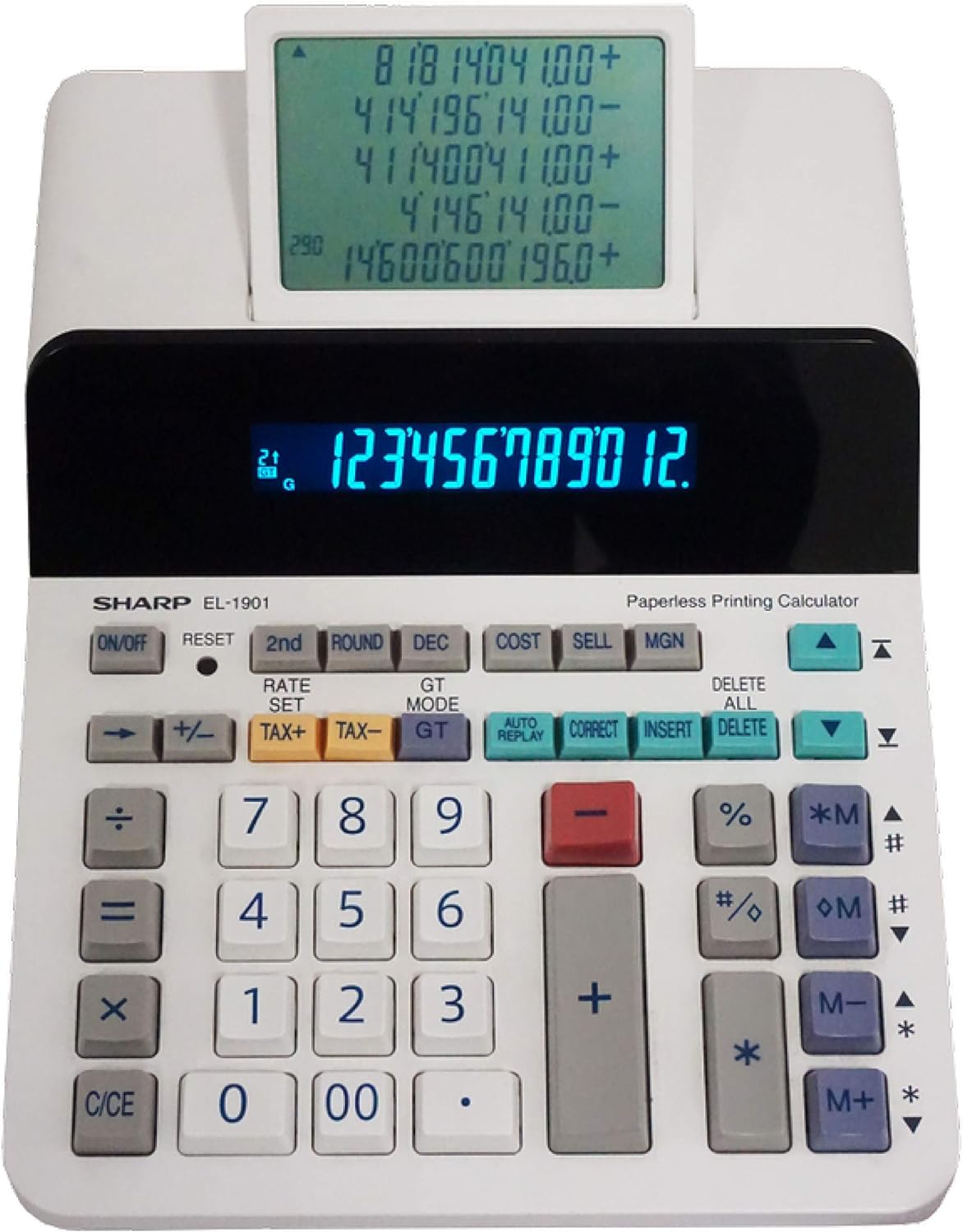 Sharp EL-1901 Paperless Printing Calculator 12-Digit LCD