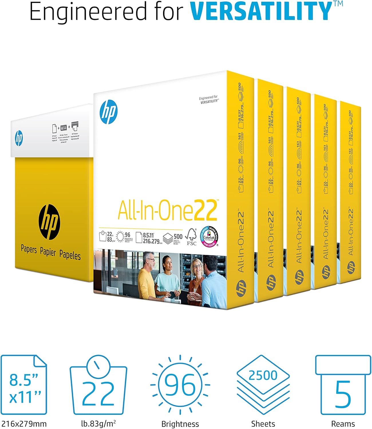 HP 207000C All-In-One Paper: 8.5x11, 22lb, 5 Ream Case