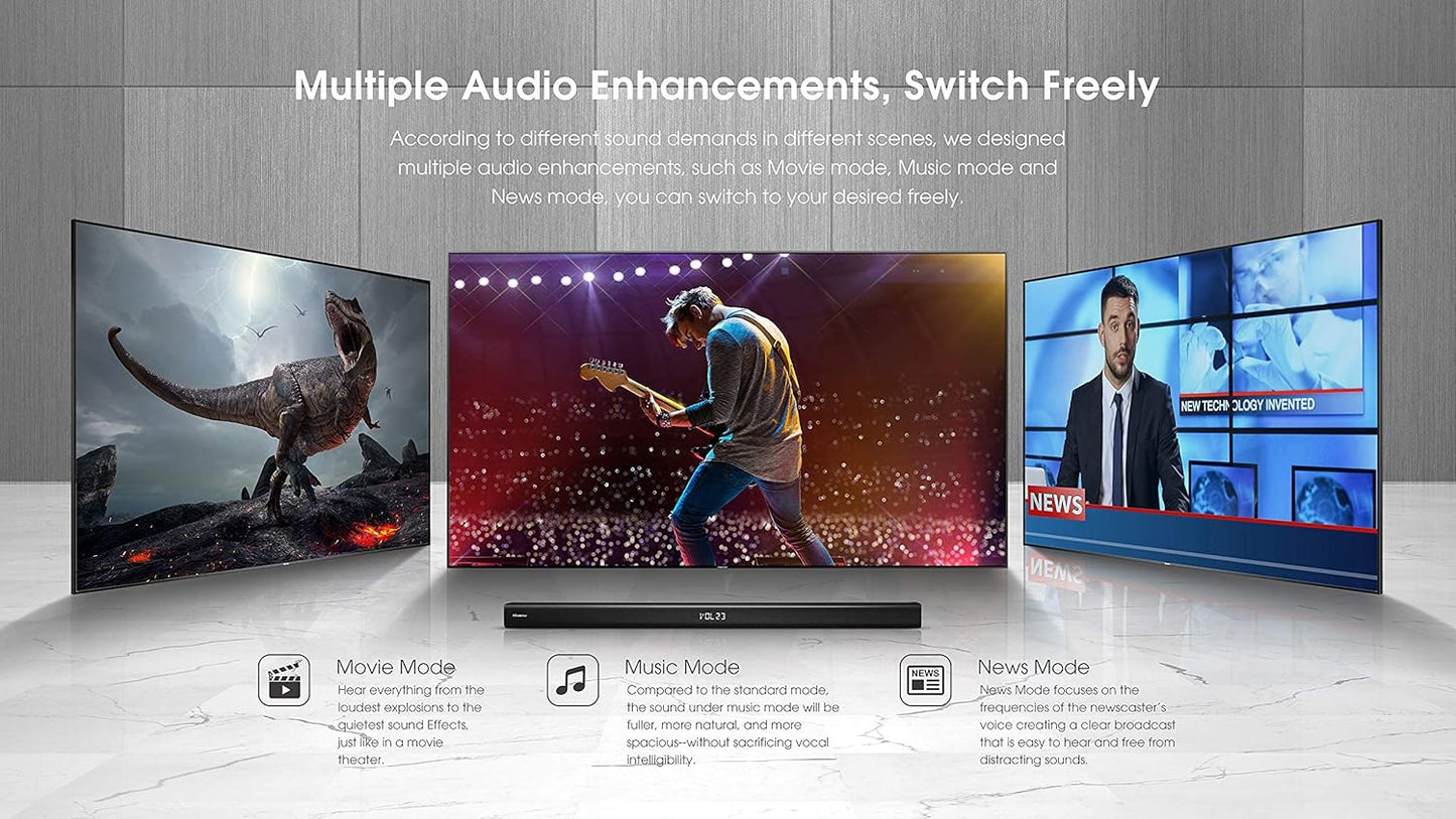 Hisense HS218 2.1 Channel Soundbar with Subwoofer (Renewed)