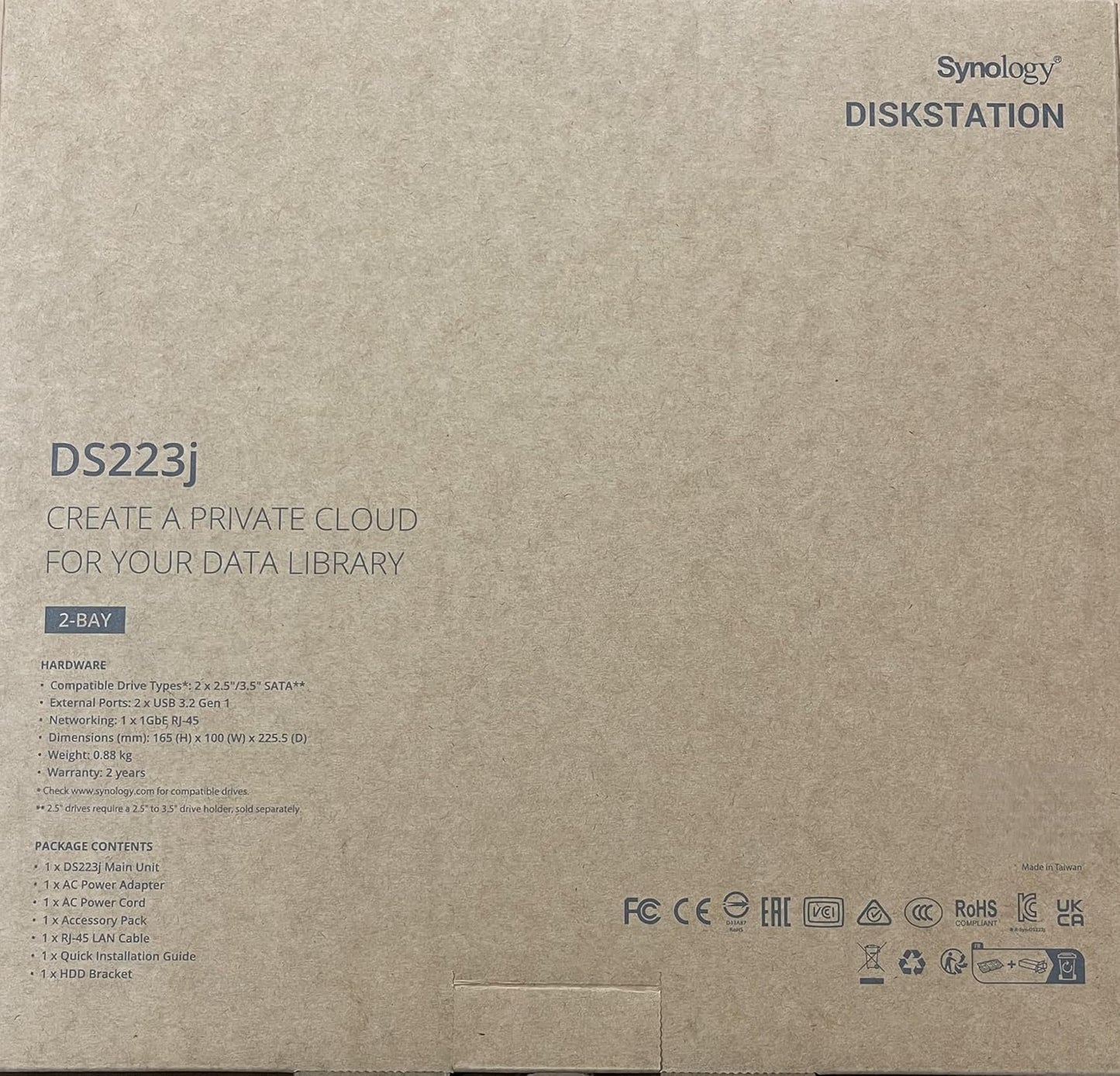 Synology DS223j 16TB NAS Bundle: 2x8TB WD Red Plus