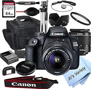 Canon EOS 2000D DSLR Camera 18-55mm Lens Bundle