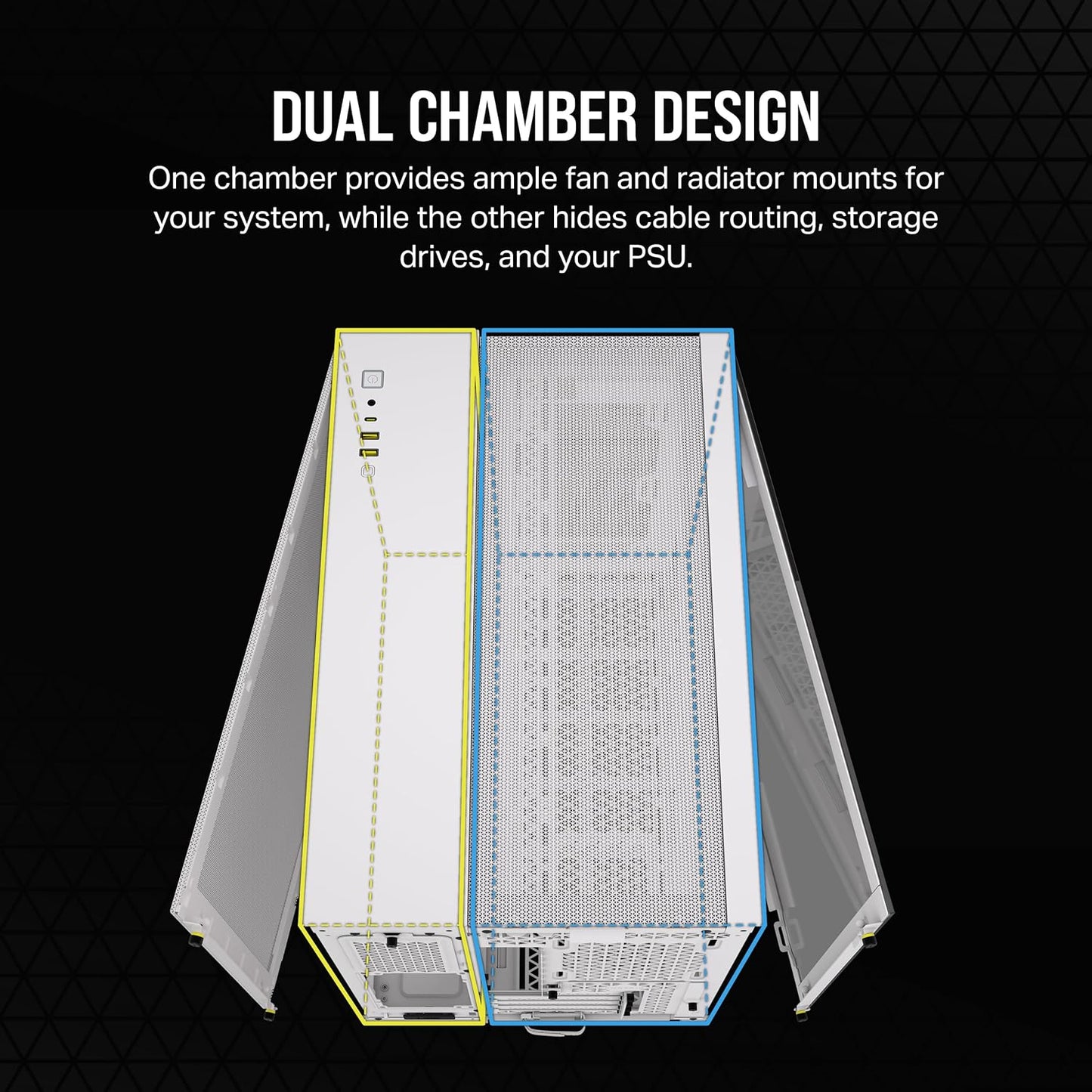 Corsair CC-9011264-WW 2500D Airflow mATX PC Case - Dual Chamber White