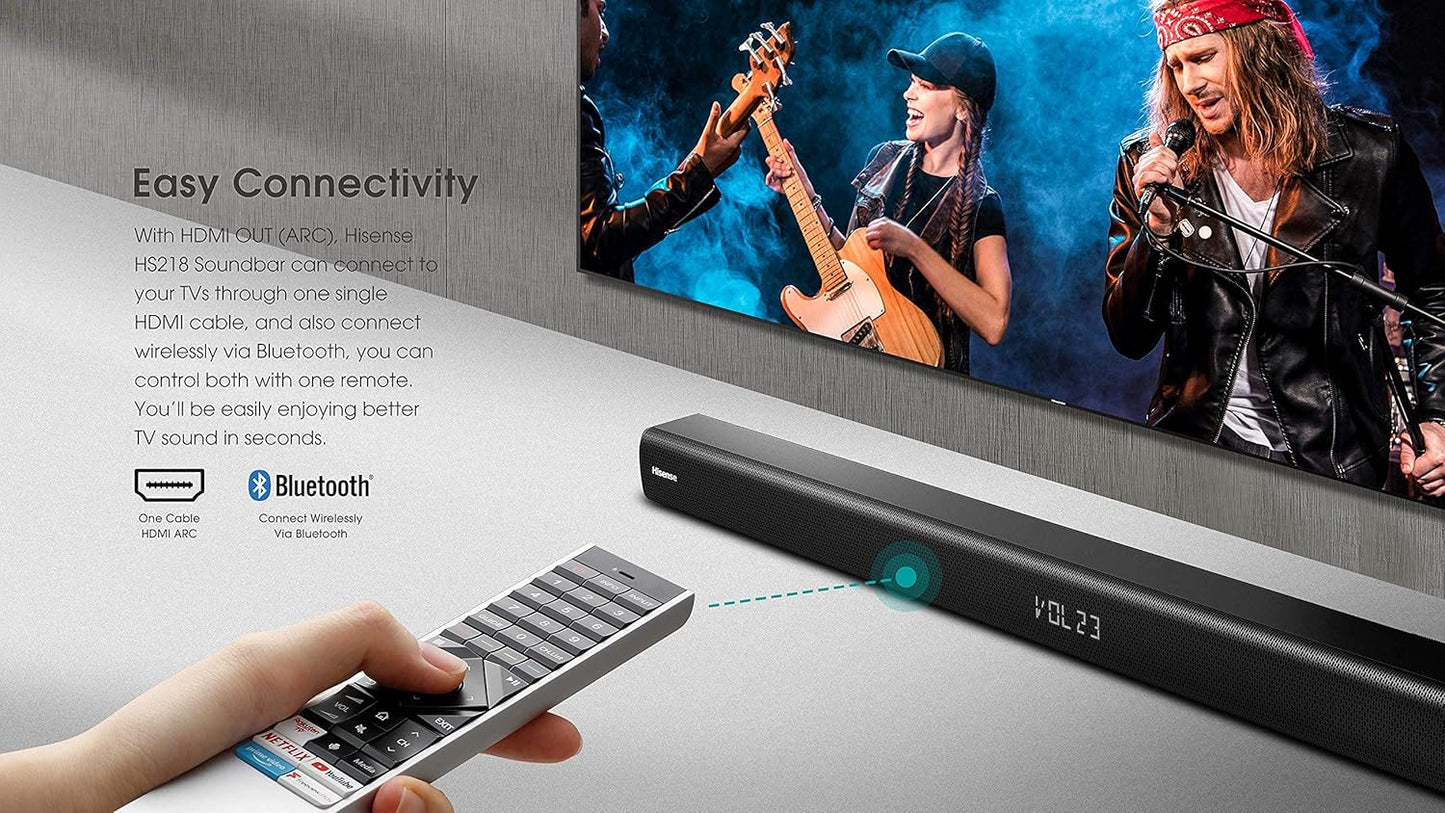 Hisense HS218 2.1 Channel Soundbar with Subwoofer (Renewed)