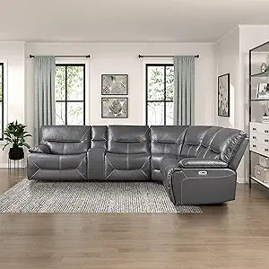Lexicon 194840171041 Jenkins Gray Power Reclining Sectional Sofa