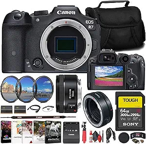 Canon EOS R7 Mirrorless Camera + 50mm Lens Bundle (Renewed)