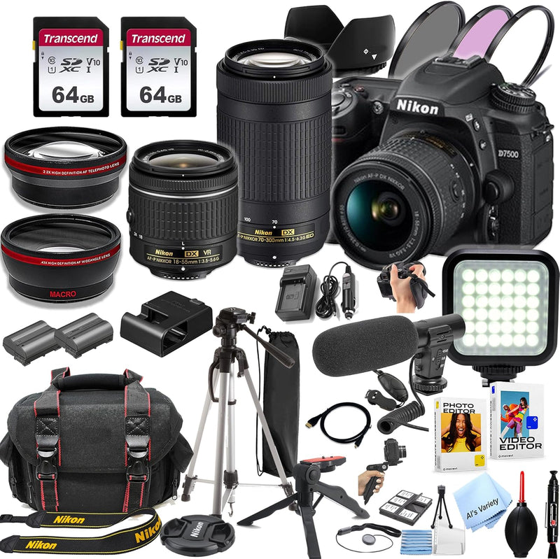 Nikon D7500 DSLR Camera Kit 18-55mm 70-300mm Lenses Renewed — main product image