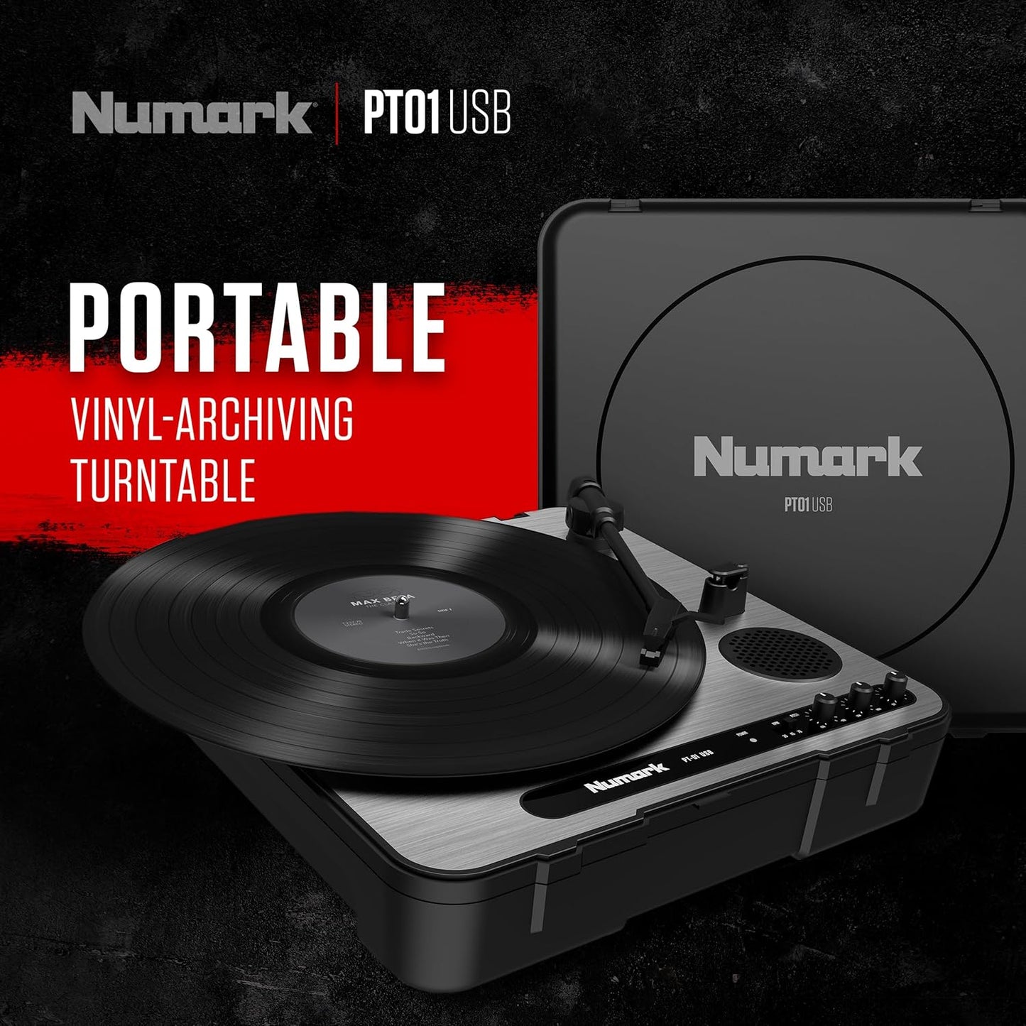 Numark PT01USB & HF175 Portable Vinyl Record Player Headphones