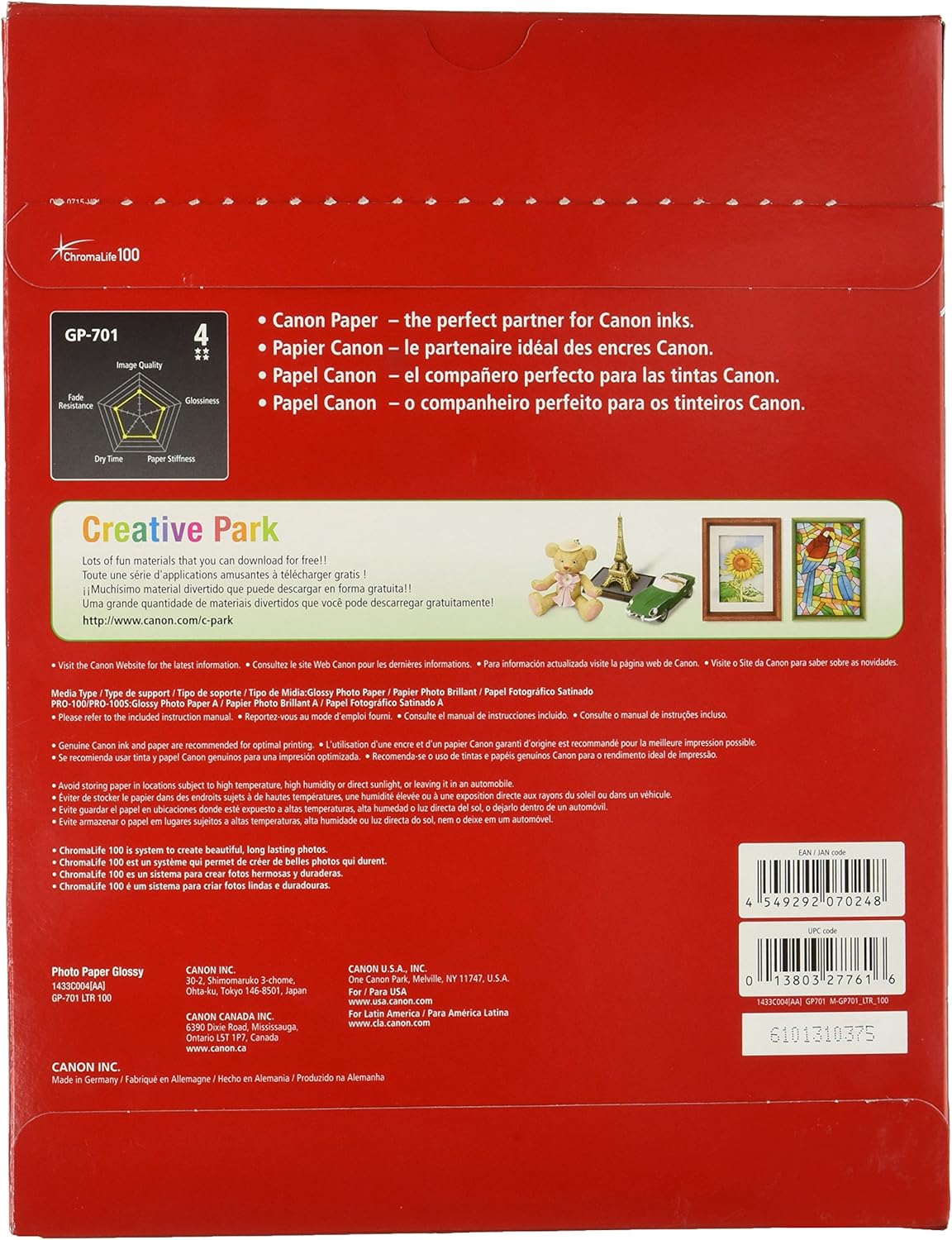 Canon 1433C004 Ink Glossy Photo Paper 8.5x11