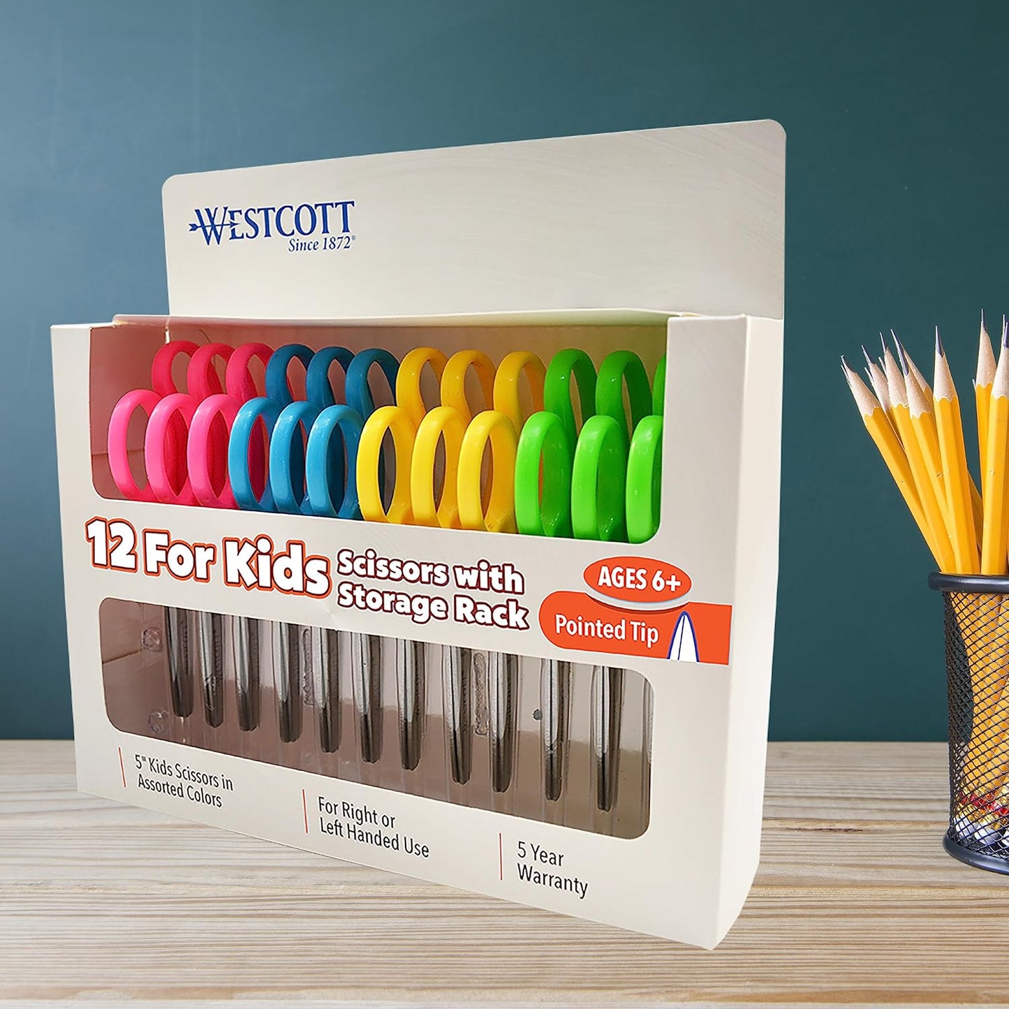 Westcott ACM13141 Kids Scissors 5" Pointed Safety 12-Pack