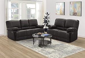 Lexicon 194840113997 Randolph Dark Brown Faux Leather Living Room Set