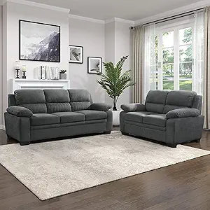Lexicon 194840111603 Vega Sofa and Loveseat Set Gray