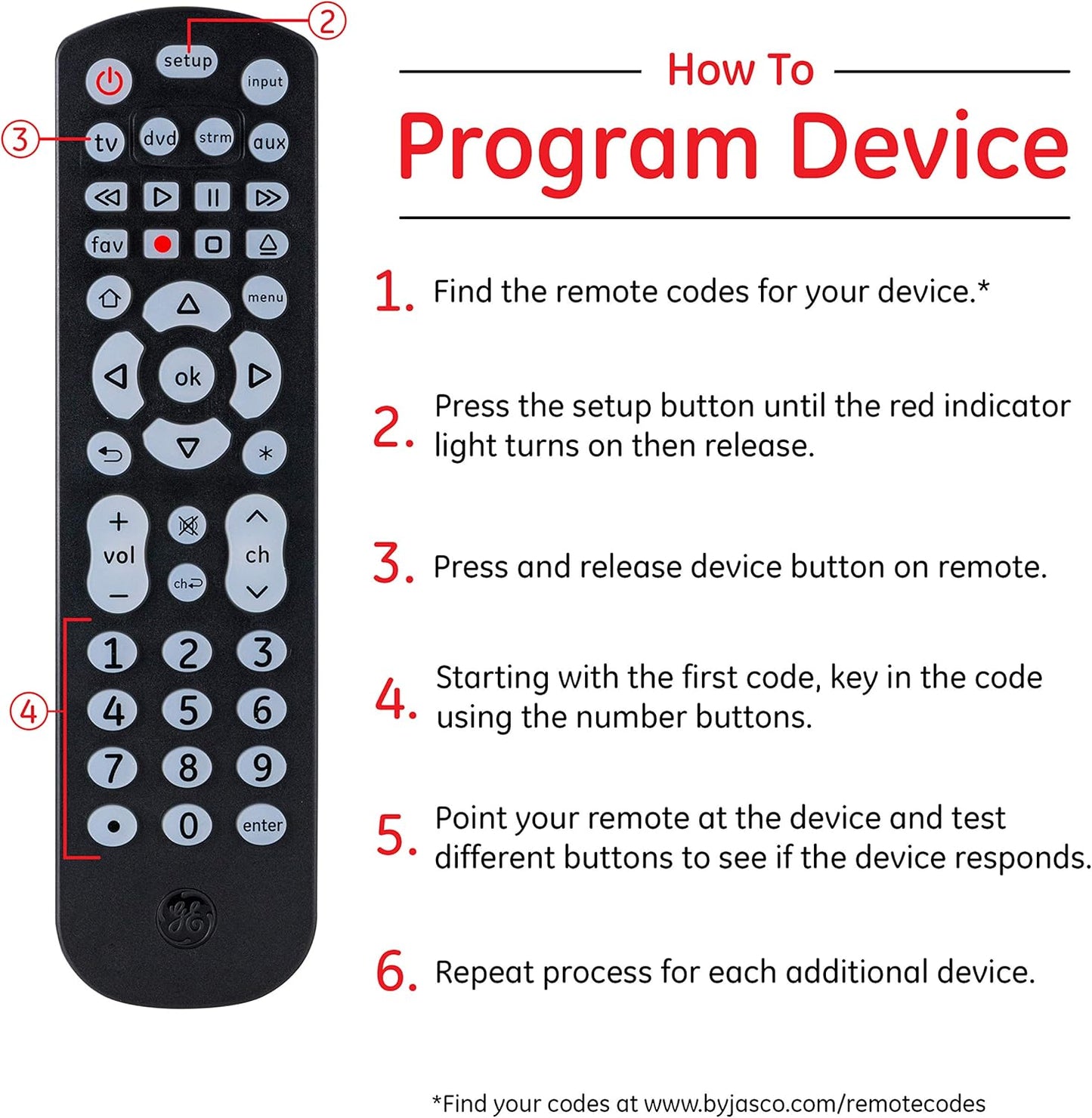 GE 40081 Universal Remote Control Backlit Buttons