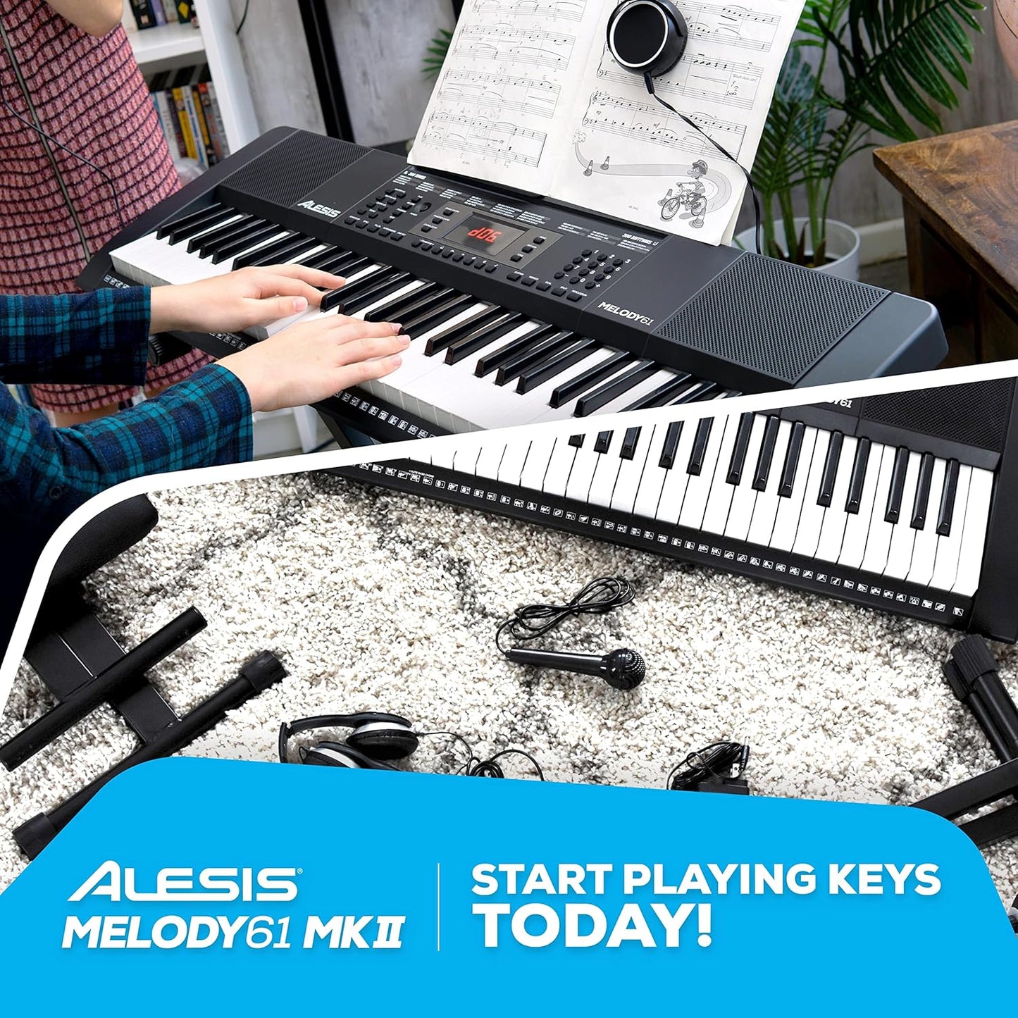 Alesis Melody61MKII 61-Key Keyboard Piano Beginner Bundle