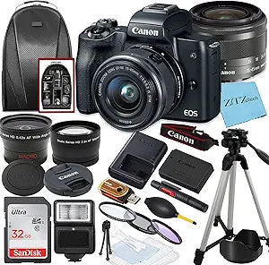 Canon M50 Mirrorless Camera 15-45mm Lens Bundle