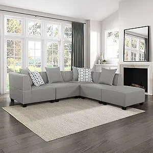 Lexicon 194840167884 Alcona - 4-Piece Modular Sectional Sofa - Gray — main product image