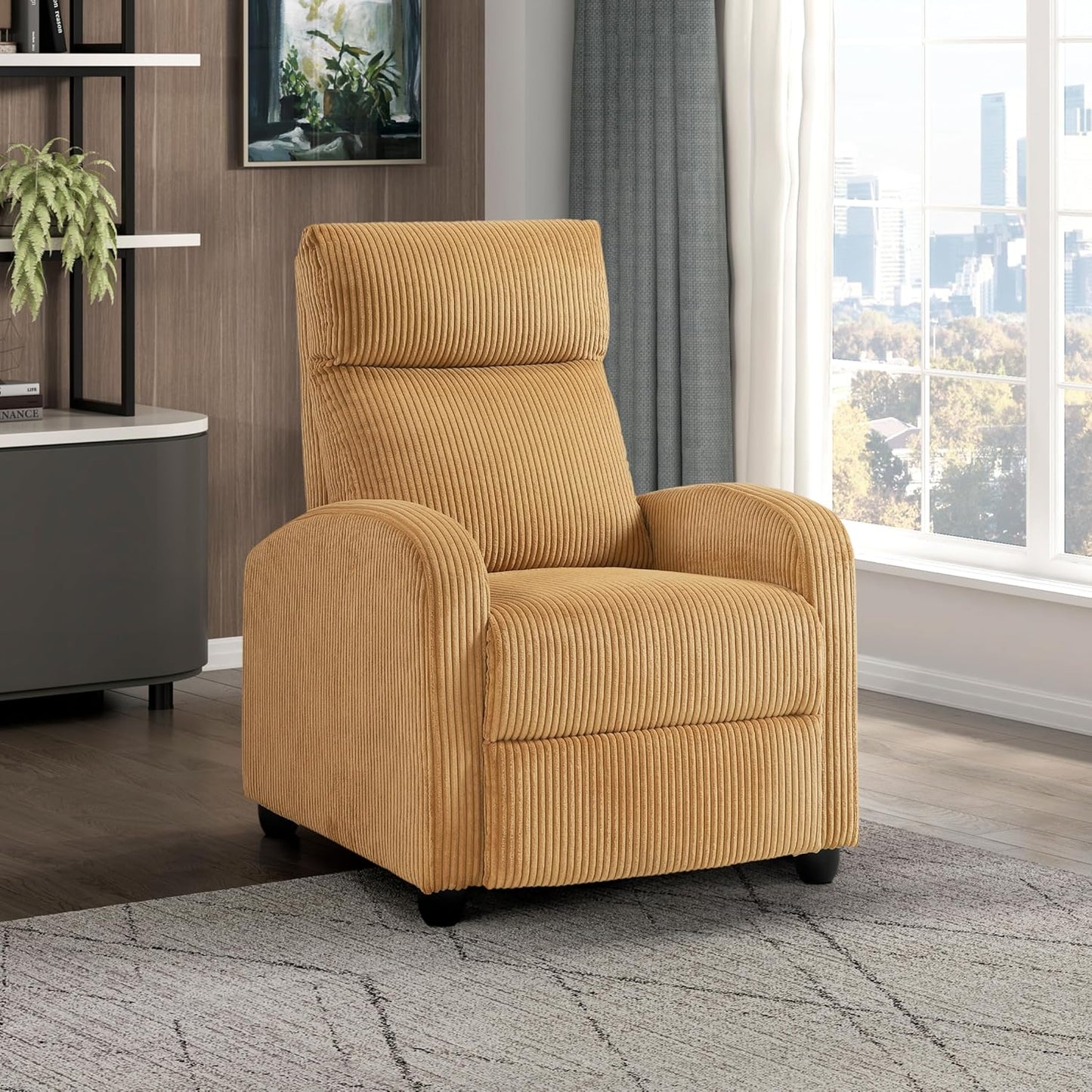 Lexicon 194840287162 Yellow Corduroy Pushback Recliner