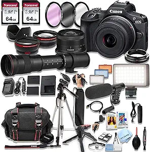 Canon R100 EOS Mirrorless Camera Lens Bundle