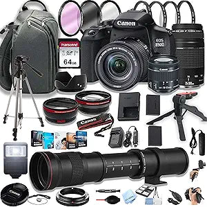 Canon EOS 850D Rebel T8i Kit - DSLR Camera with Zoom Lenses & Bundle