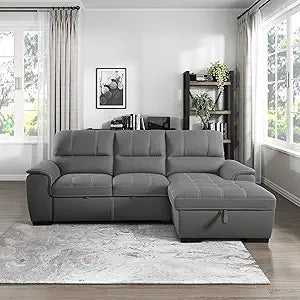Lexicon 194840172611 Ramblewood Gray Convertible Sectional Sleeper