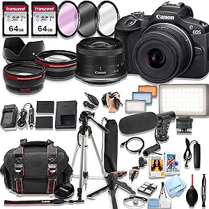 Canon R100 Mirrorless Camera 18-45mm Lens Video Bundle — main product image