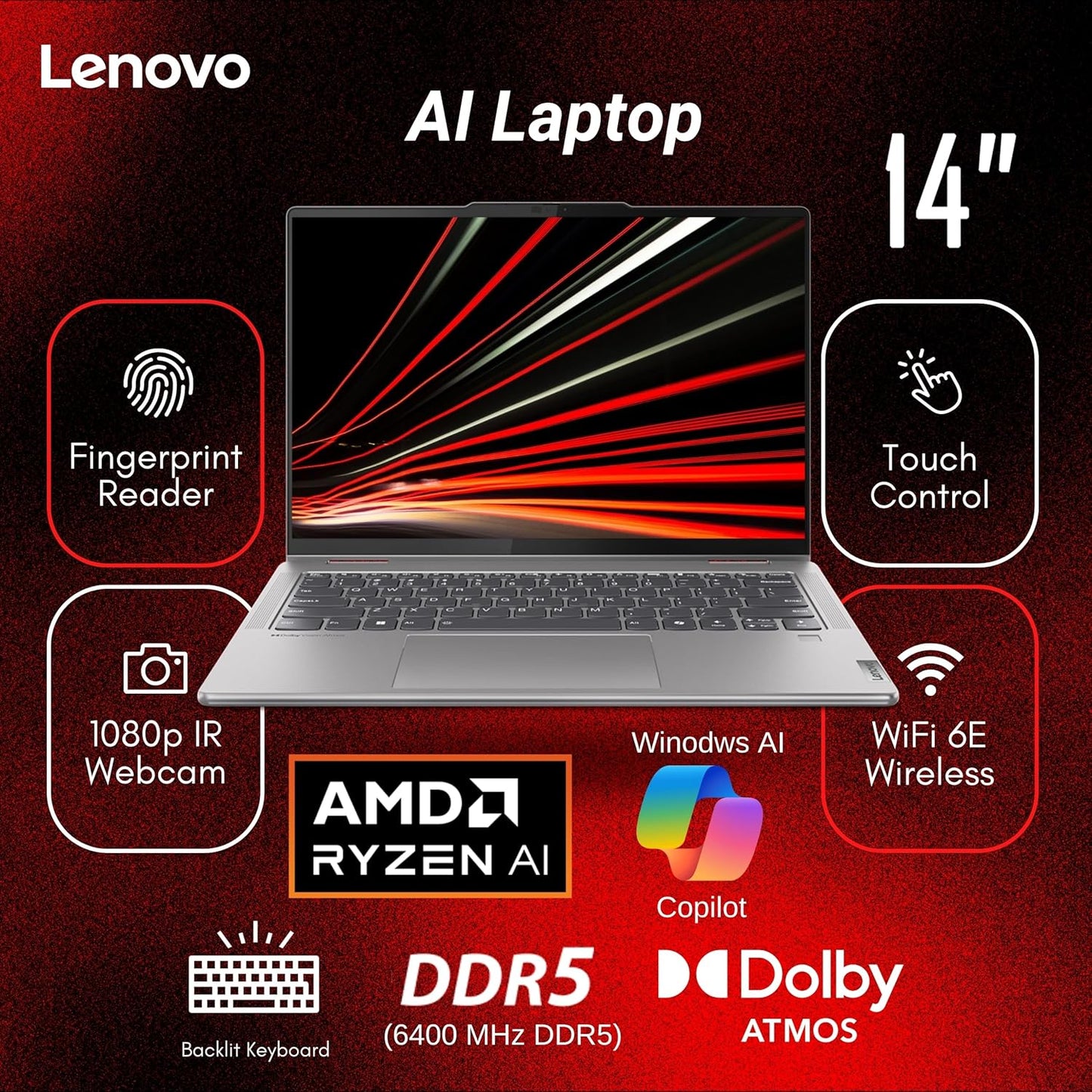 Lenovo Yoga 7 AI Laptop 14" Ryzen 7 2TB SSD Touchscreen