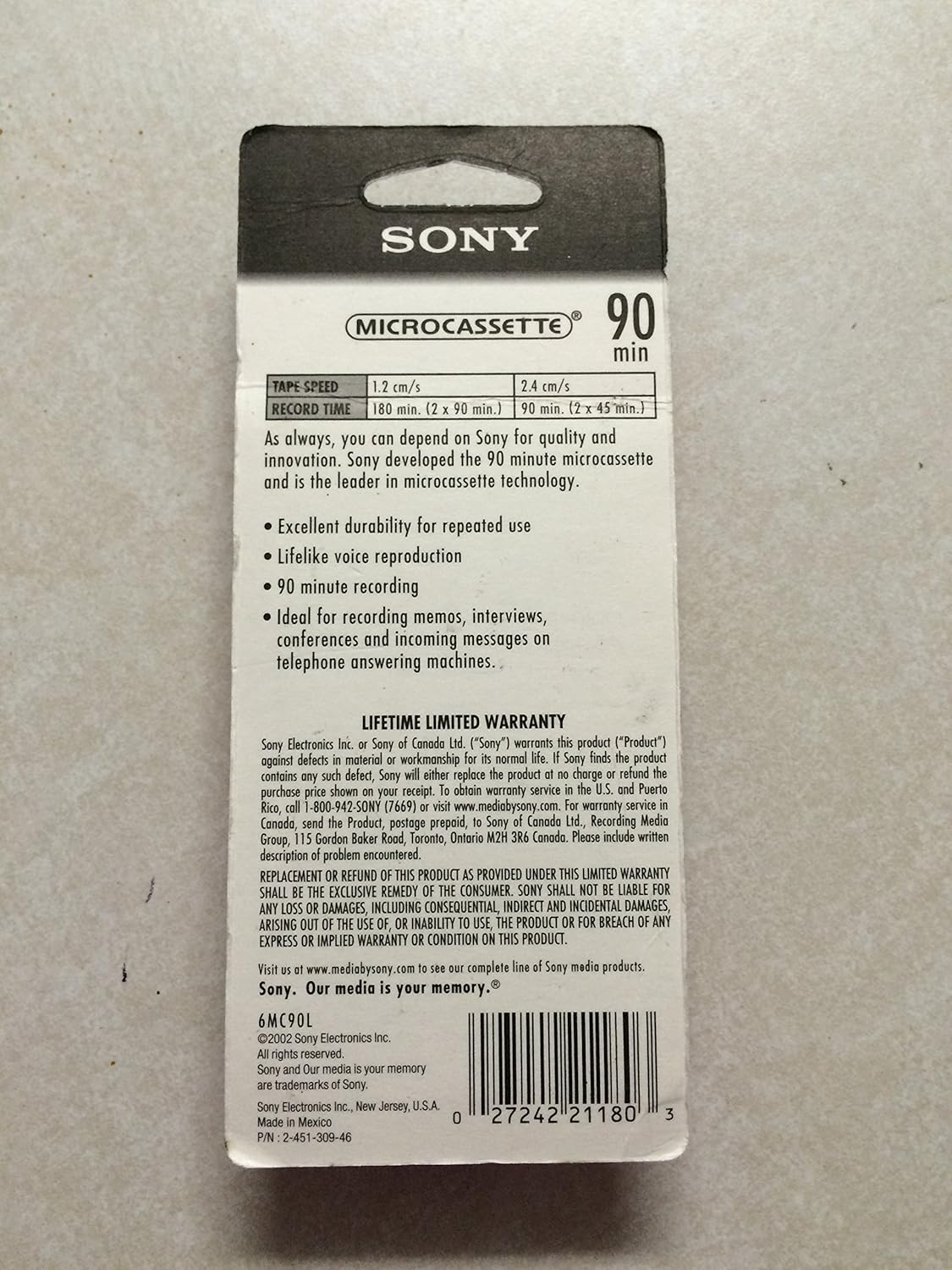 Sony LYSB001FLUYK4-CMPTRACCS MC90 Microcassette Audio Tapes 6-Pack