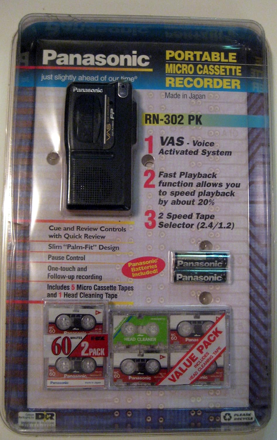 Panasonic RN-302 Microcassette Voice Recorder - Portable