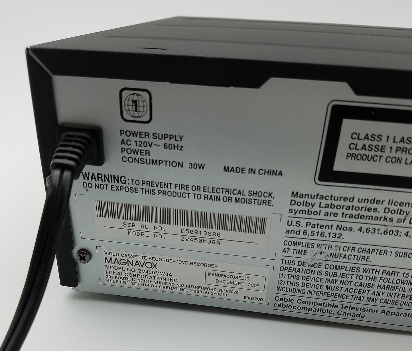 Magnavox ZV450MW8 DVD Recorder VCR Combo Digital Tuner