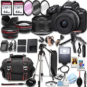 Canon R50 Mirrorless Camera 18-45mm Lens Bundle - 39pc Kit — main product image