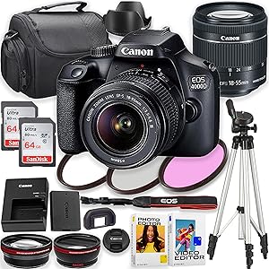 Canon EOS Rebel 4000D T100 DSLR Camera 18-55mm Lens Bundle