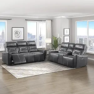 Lexicon 194840169710 Kittredge Dark Gray Power Reclining Set