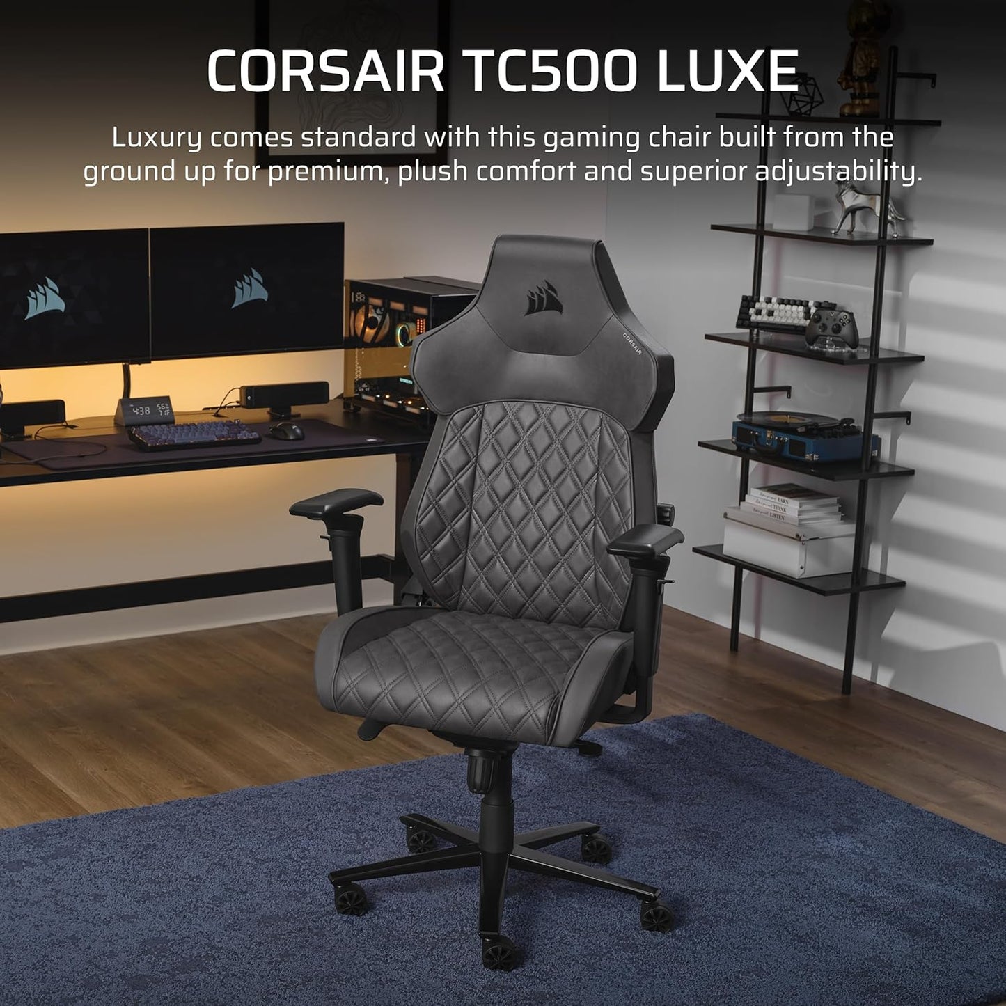 Corsair CF-9010066-WW TC500 Luxe Gaming Chair - Premium Fabric, Adjustable Lumbar - Shadow