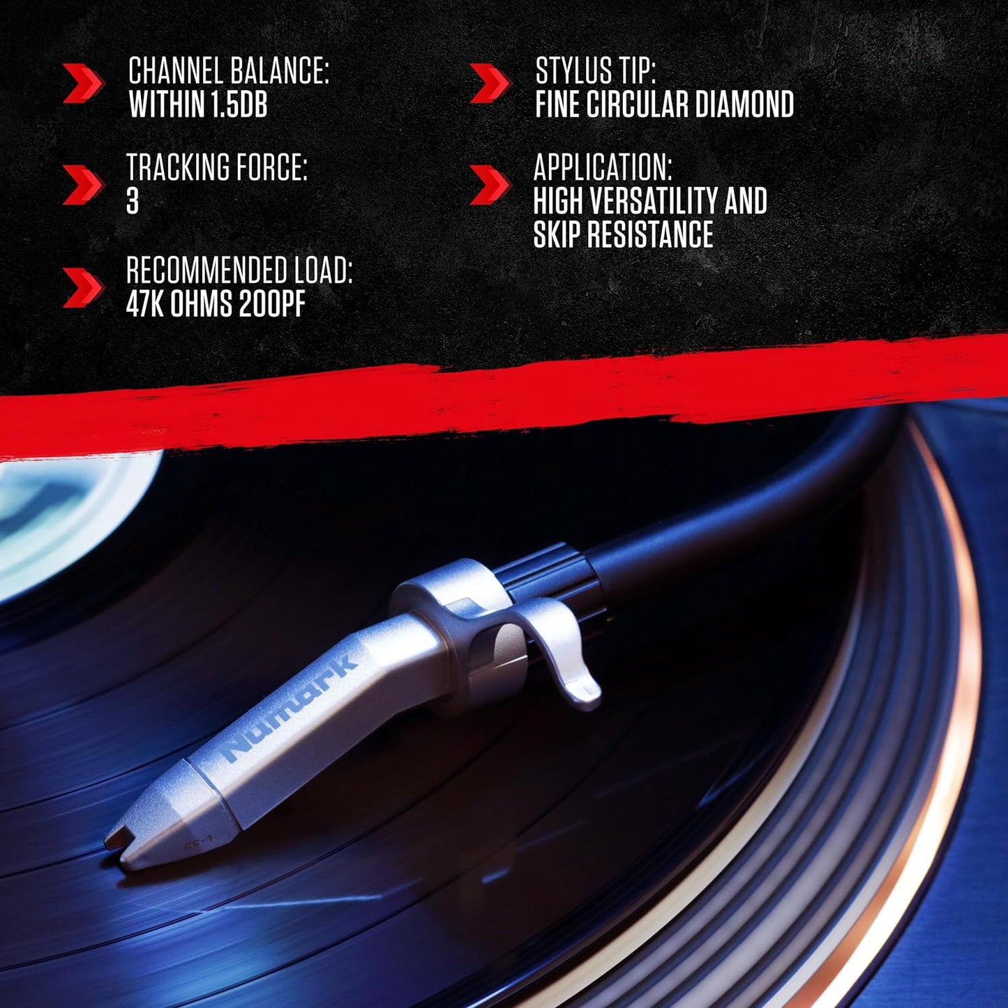 Numark CC-1 Premium DJ Cartridge with Headshell