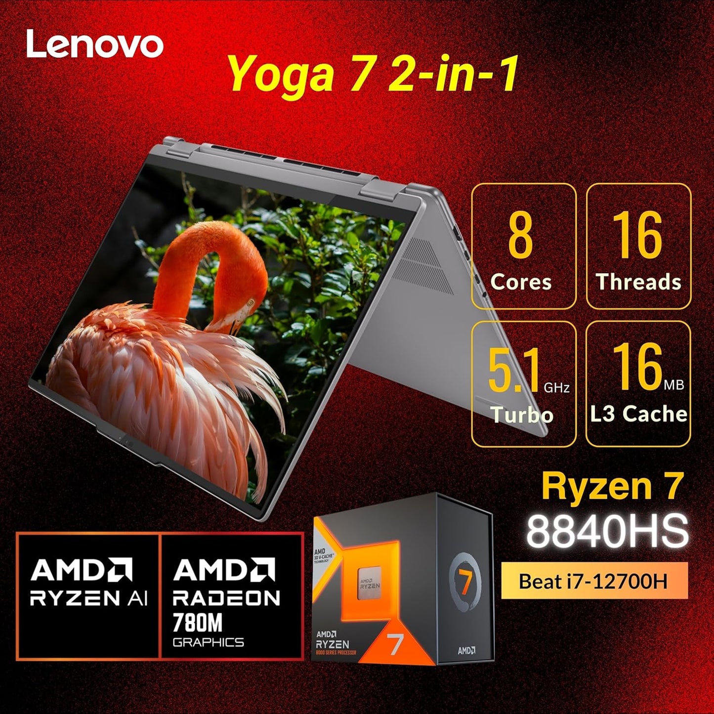 Lenovo Yoga 7 AI Laptop 14" Ryzen 7 2TB SSD Touchscreen