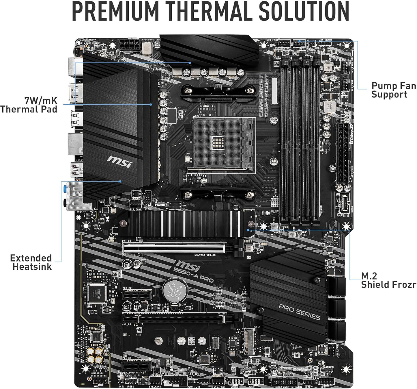 MSI B550-A PRO Gaming Motherboard AM4 PCIe 4.0 Renewed