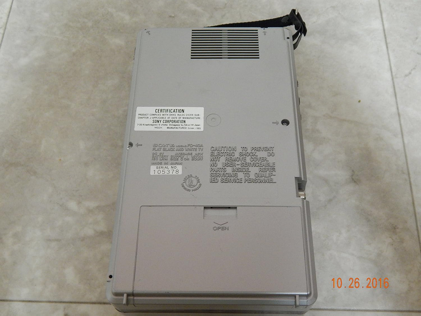 Sony Watchman FD-40A Portable TV Japan Made