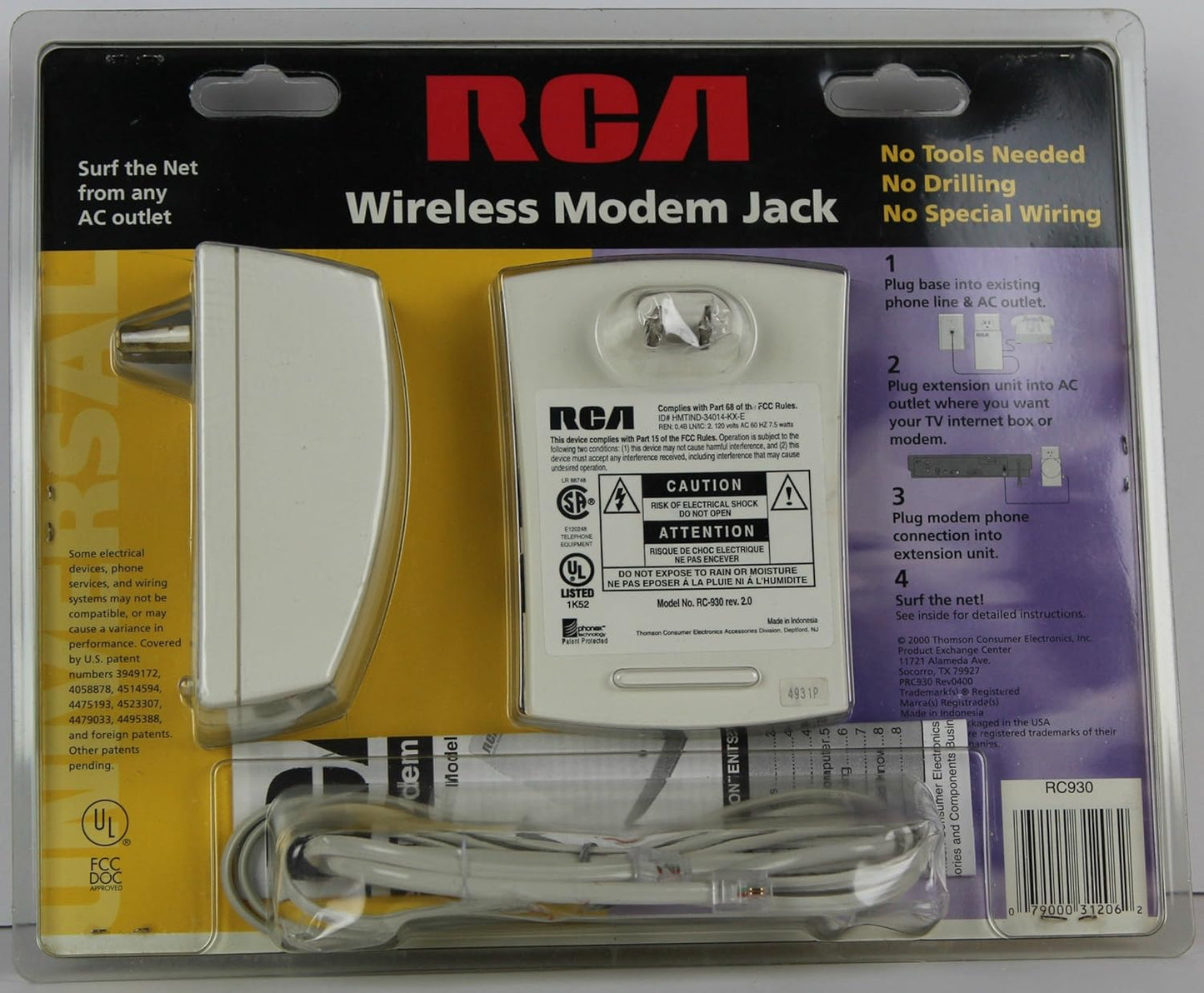 RCA RC930 Wireless Modem Jack Caller ID Compatible