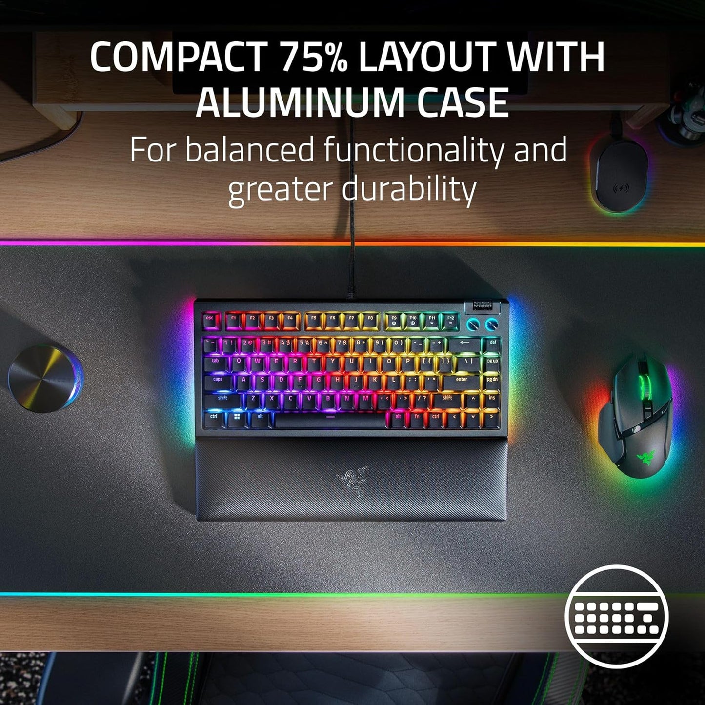 Razer BlackWidow V4 75% Hot-Swap RGB Keyboard Renewed