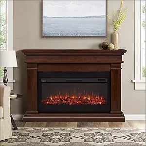 Misc Electric Fireplace Dark Walnut Remote Control