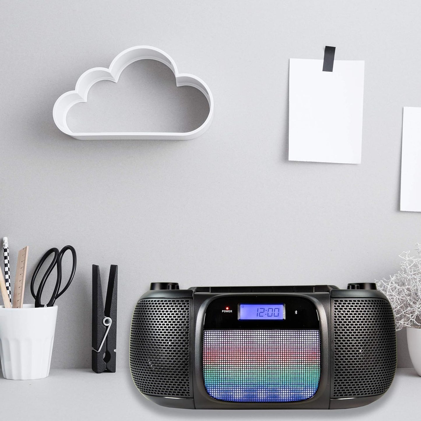 Magnavox MD6972 Portable CD Boombox Bluetooth Radio Lights