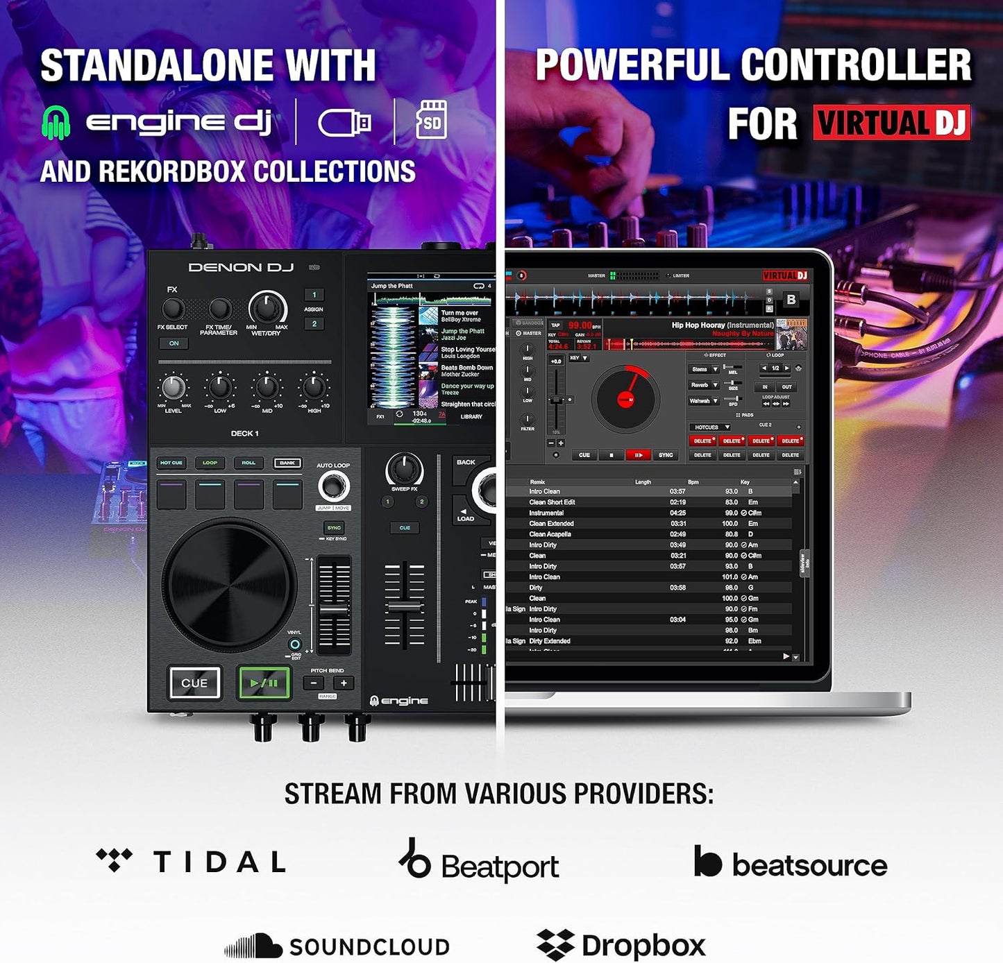 Denon DJ PRIMEGO Portable DJ Controller Mixer WIFI Streaming