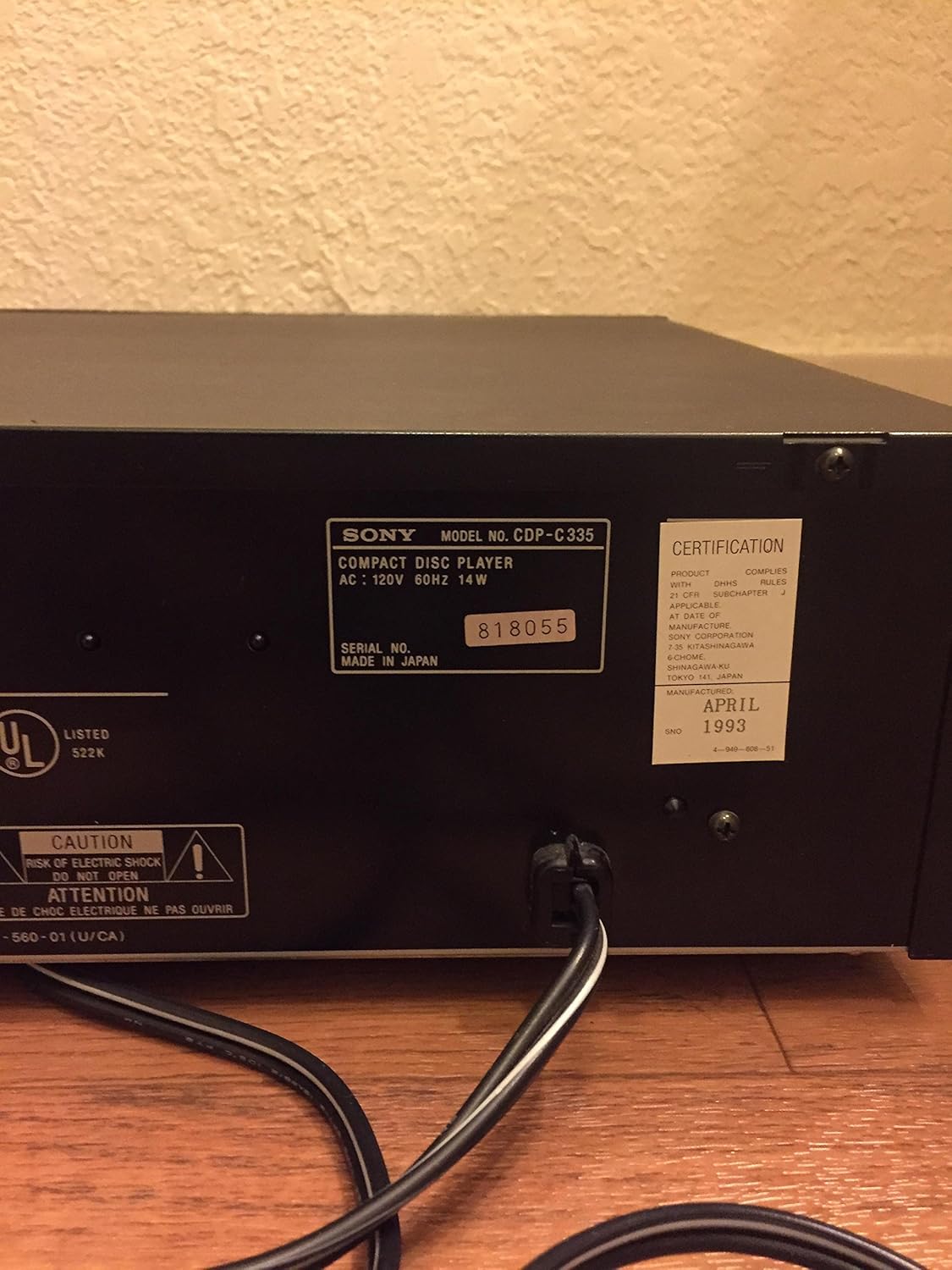 Sony CDP-C335 5-Disc CD Changer Player