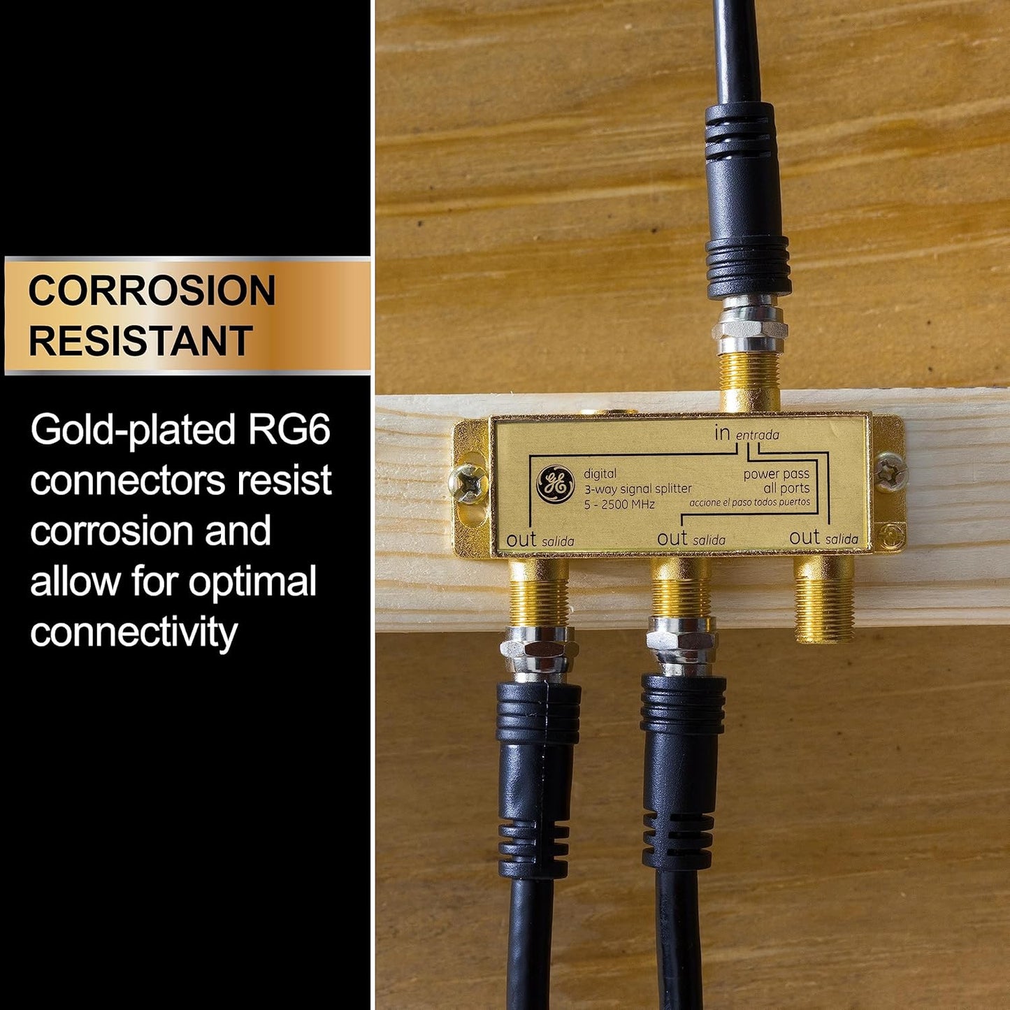 GE A2OD-485 3-Way Coaxial Cable Splitter 2-Pack