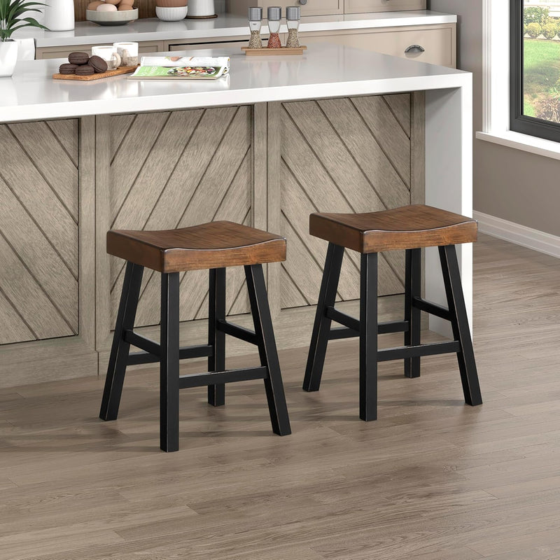 Lexicon 194840233084: Saddle Bar Stools, Set of 2, Black/Brown — main product image