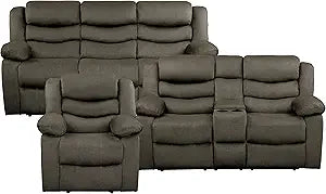 Lexicon Farren Fabric 3-Piece Living Room Sofa Set Brown