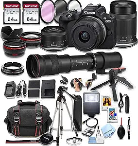 Canon R50 Mirrorless Camera 18-45mm/55-210mm Lens Bundle