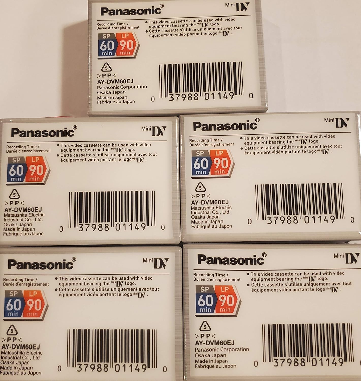 Panasonic AYDVM60EJ5P MiniDV Tapes 60 Minute 5-Pack