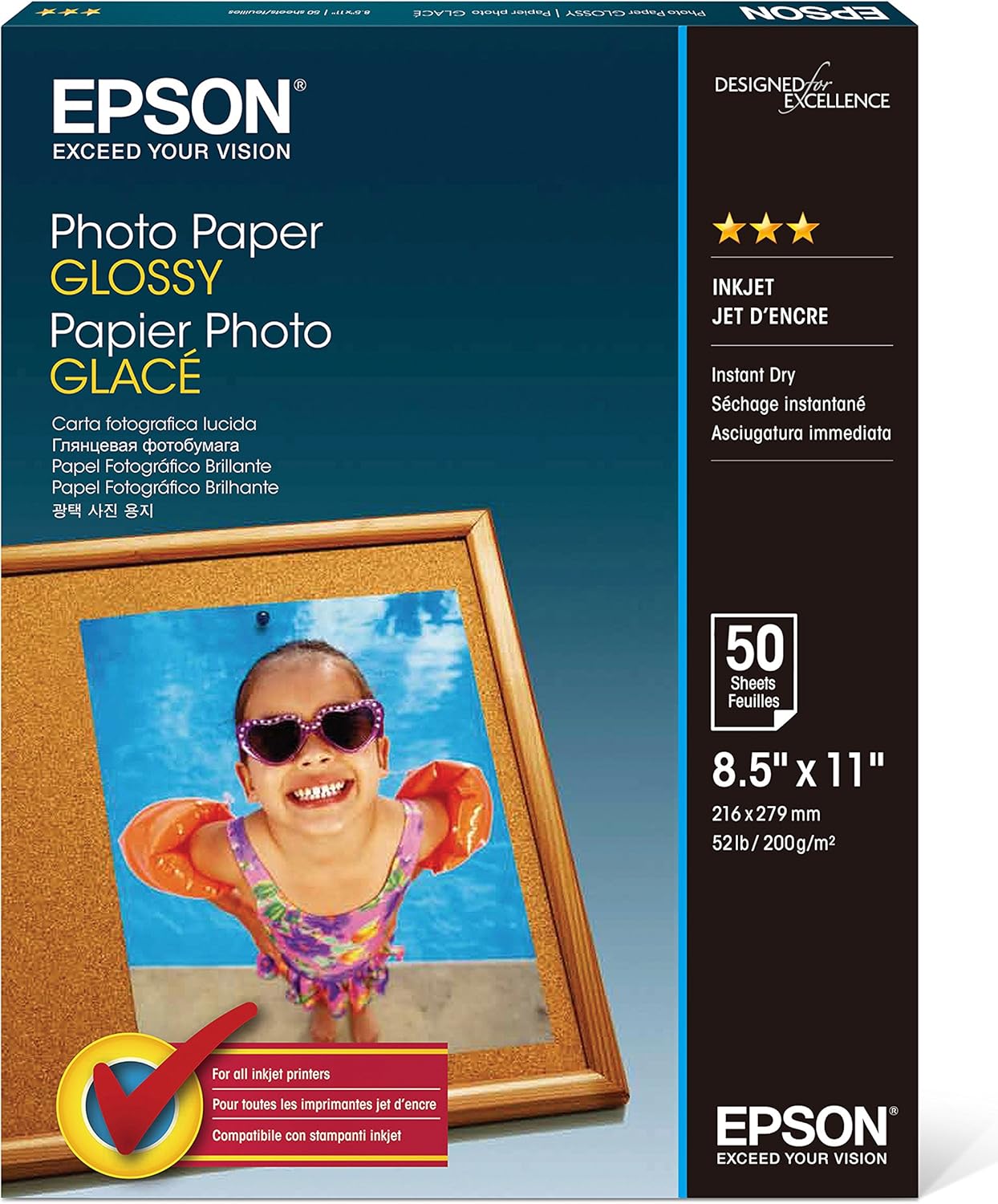 Epson S041649 8.5x11 Glossy Photo Paper 50 Sheets