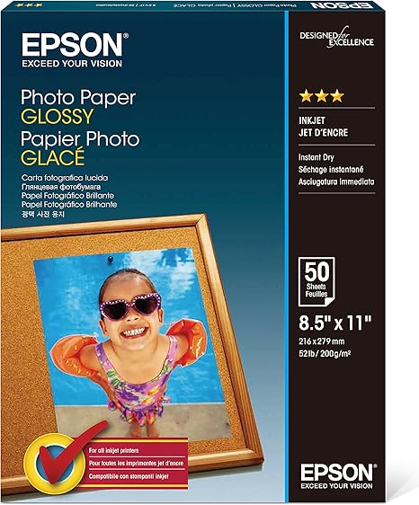 Epson S041649 8.5x11 Glossy Photo Paper 50 Sheets