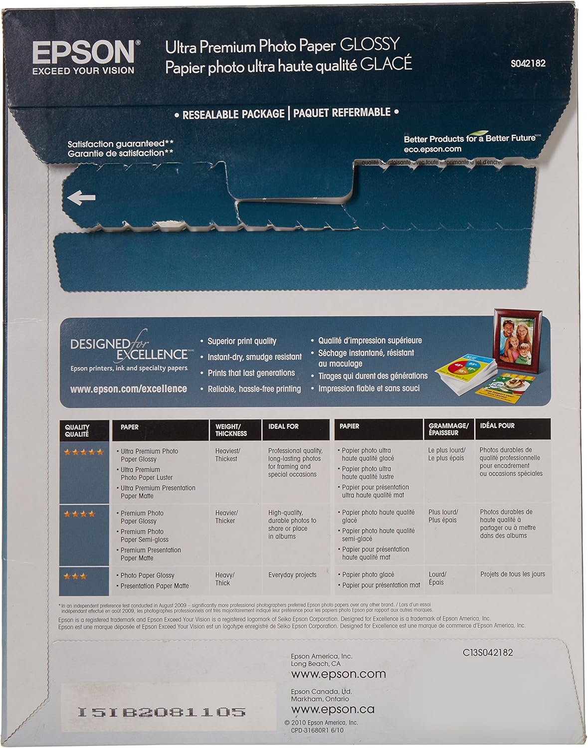 Epson S042182 Ultra Premium Photo Paper Glossy 8.5x11